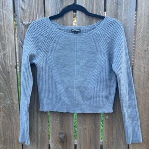 Express Light Gray Women's Ribbed Sweater